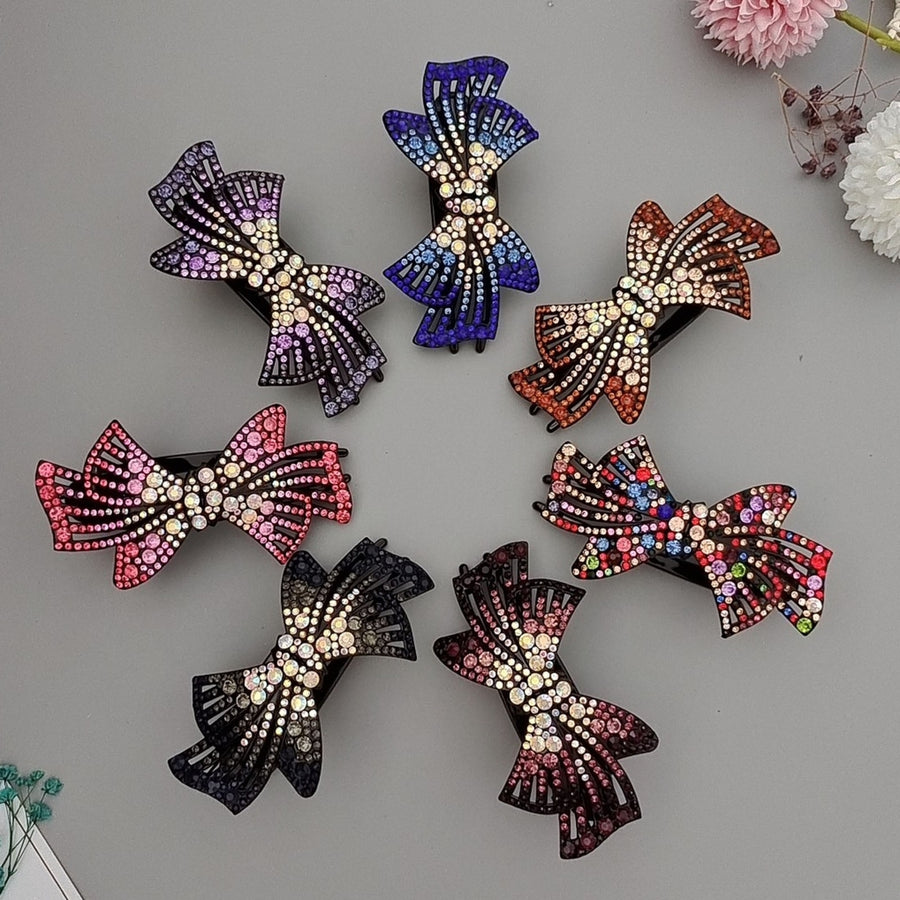 Hairpin Bow Rhinestones Jewelry Sparkling Bow-knot Ponytail Hold Hair Clip Hair Accessories Image 1