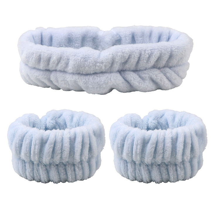 3Pcs/Set Bright Color Fluffy Makeup Headband High Elasticity Coral Fleece Hair Band Wristbands Hair Accessories Image 4