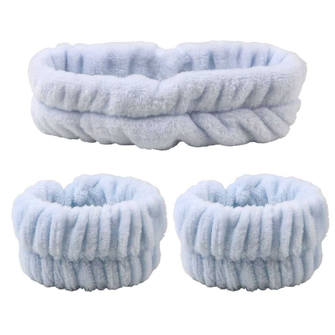 3Pcs/Set Bright Color Fluffy Makeup Headband High Elasticity Coral Fleece Hair Band Wristbands Hair Accessories Image 1
