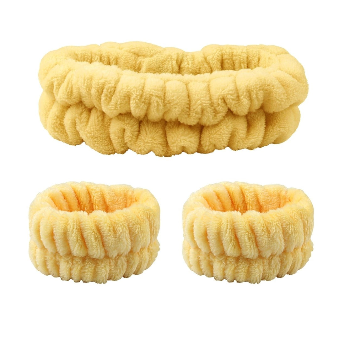 3Pcs/Set Bright Color Fluffy Makeup Headband High Elasticity Coral Fleece Hair Band Wristbands Hair Accessories Image 1