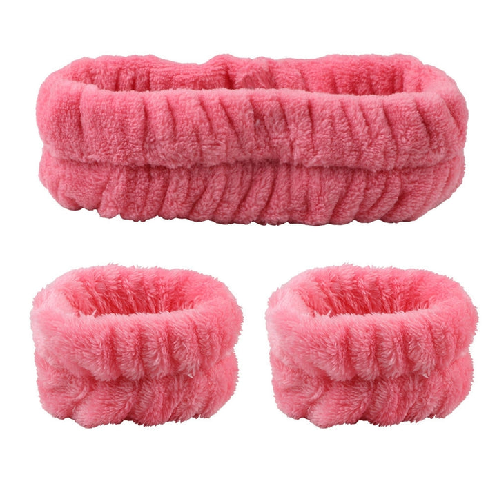 3Pcs/Set Bright Color Fluffy Makeup Headband High Elasticity Coral Fleece Hair Band Wristbands Hair Accessories Image 7