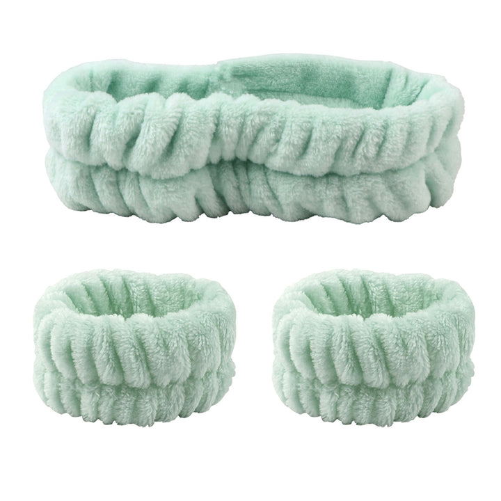 3Pcs/Set Bright Color Fluffy Makeup Headband High Elasticity Coral Fleece Hair Band Wristbands Hair Accessories Image 8