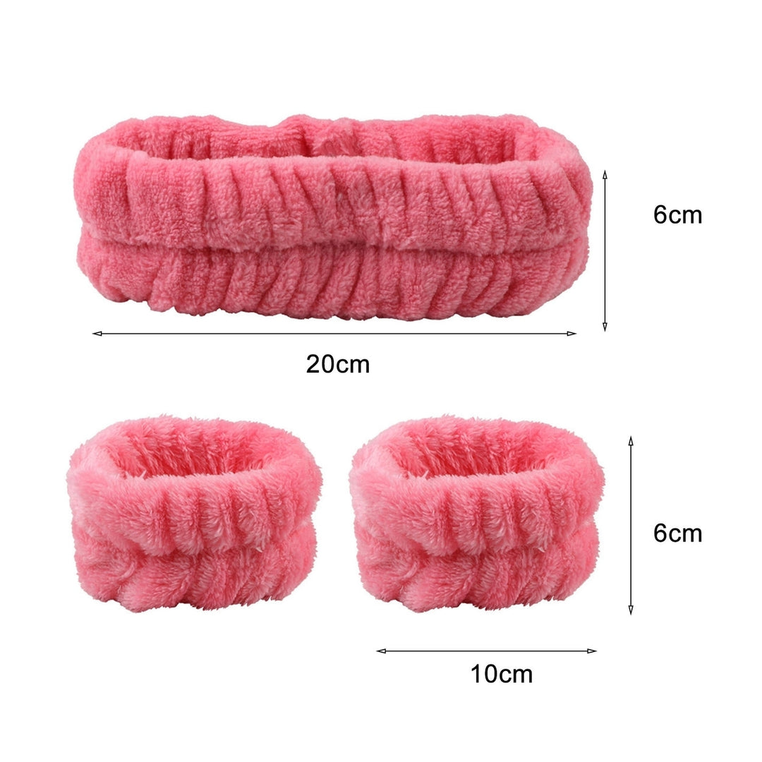 3Pcs/Set Bright Color Fluffy Makeup Headband High Elasticity Coral Fleece Hair Band Wristbands Hair Accessories Image 12