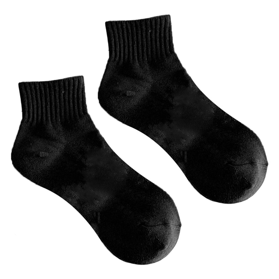 1 Pair Women Socks Solid Color Stretchy Spring Summer Sweat-absorbing Elastic Opening Socks for Sports Image 1