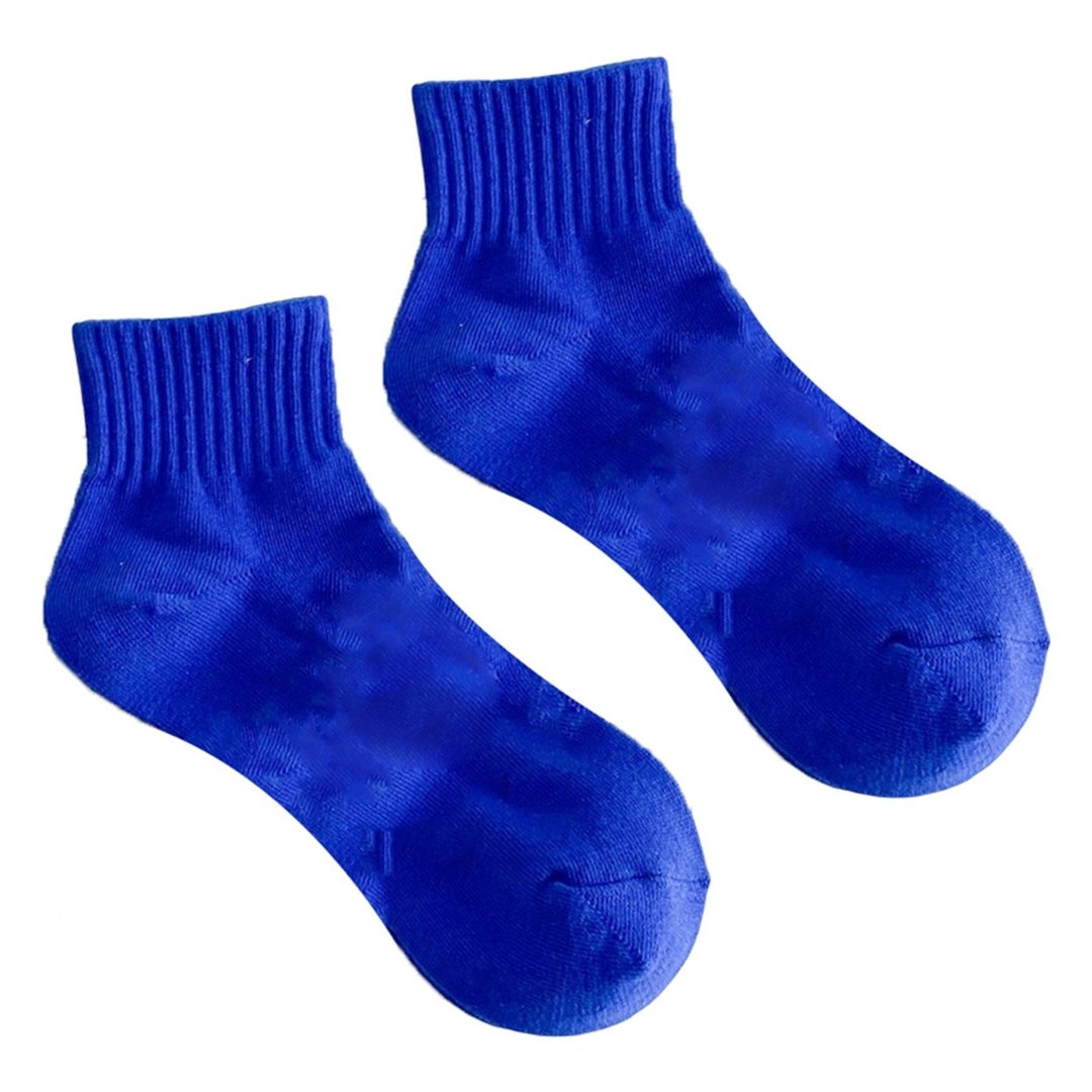 1 Pair Women Socks Solid Color Stretchy Spring Summer Sweat-absorbing Elastic Opening Socks for Sports Image 1