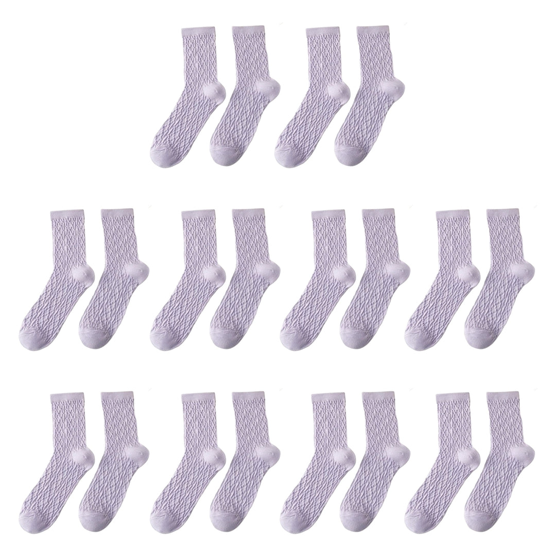 10 Pairs Women Stocking Solid Color Breathable Cotton Candy Color Rough Surface Ankle Socks Daily Clothes Image 4