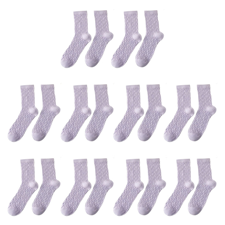 10 Pairs Women Stocking Solid Color Breathable Cotton Candy Color Rough Surface Ankle Socks Daily Clothes Image 4