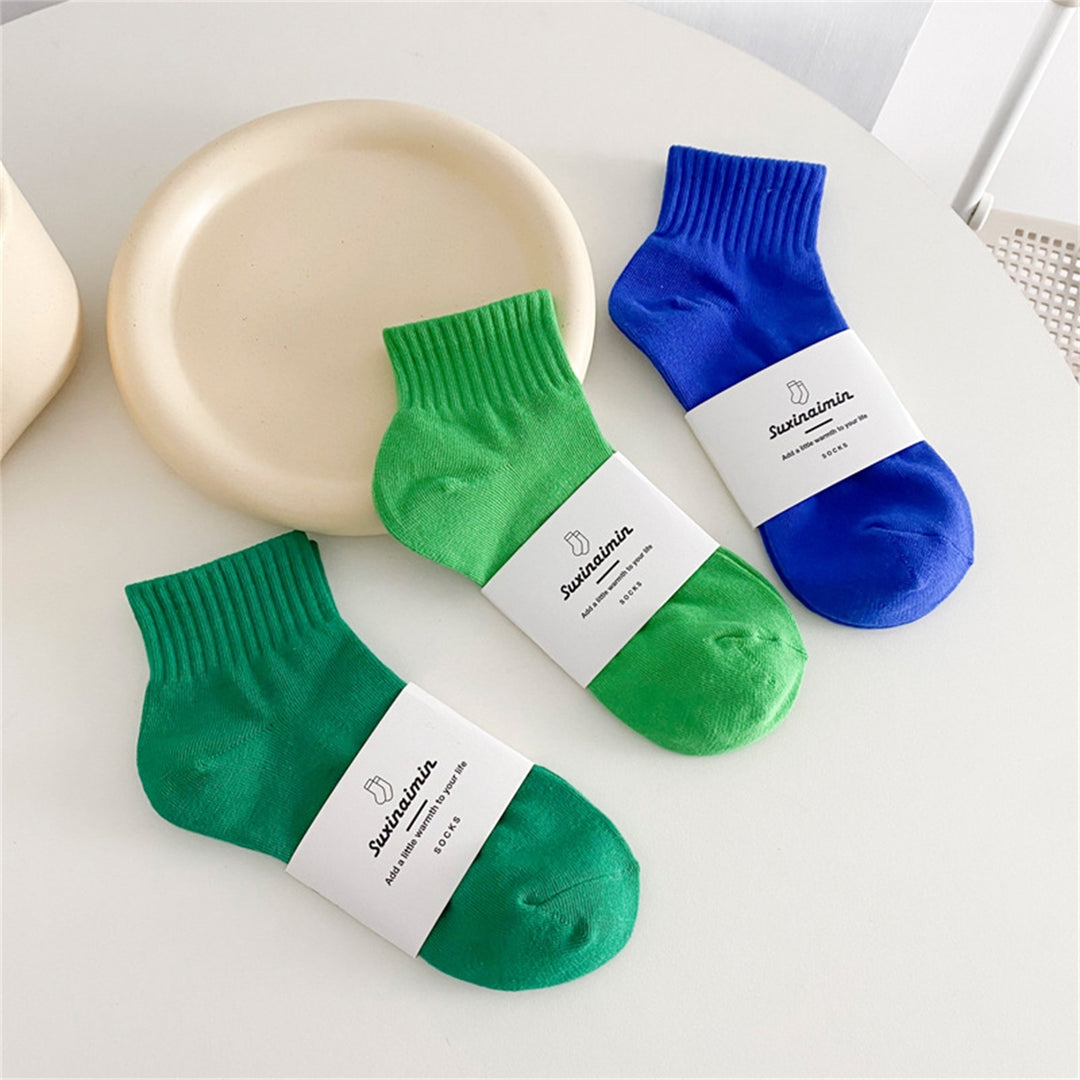 1 Pair Women Socks Solid Color Stretchy Spring Summer Sweat-absorbing Elastic Opening Socks for Sports Image 10