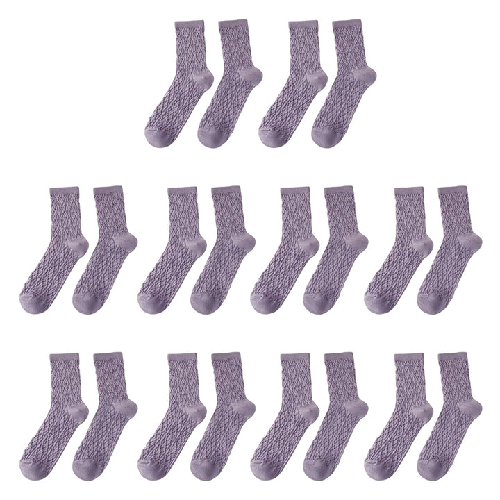 10 Pairs Women Stocking Solid Color Breathable Cotton Candy Color Rough Surface Ankle Socks Daily Clothes Image 6