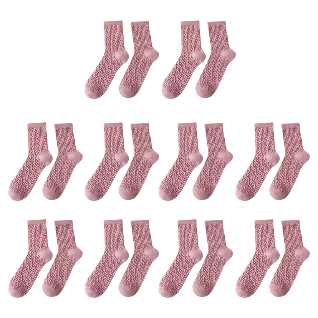 10 Pairs Women Stocking Solid Color Breathable Cotton Candy Color Rough Surface Ankle Socks Daily Clothes Image 9