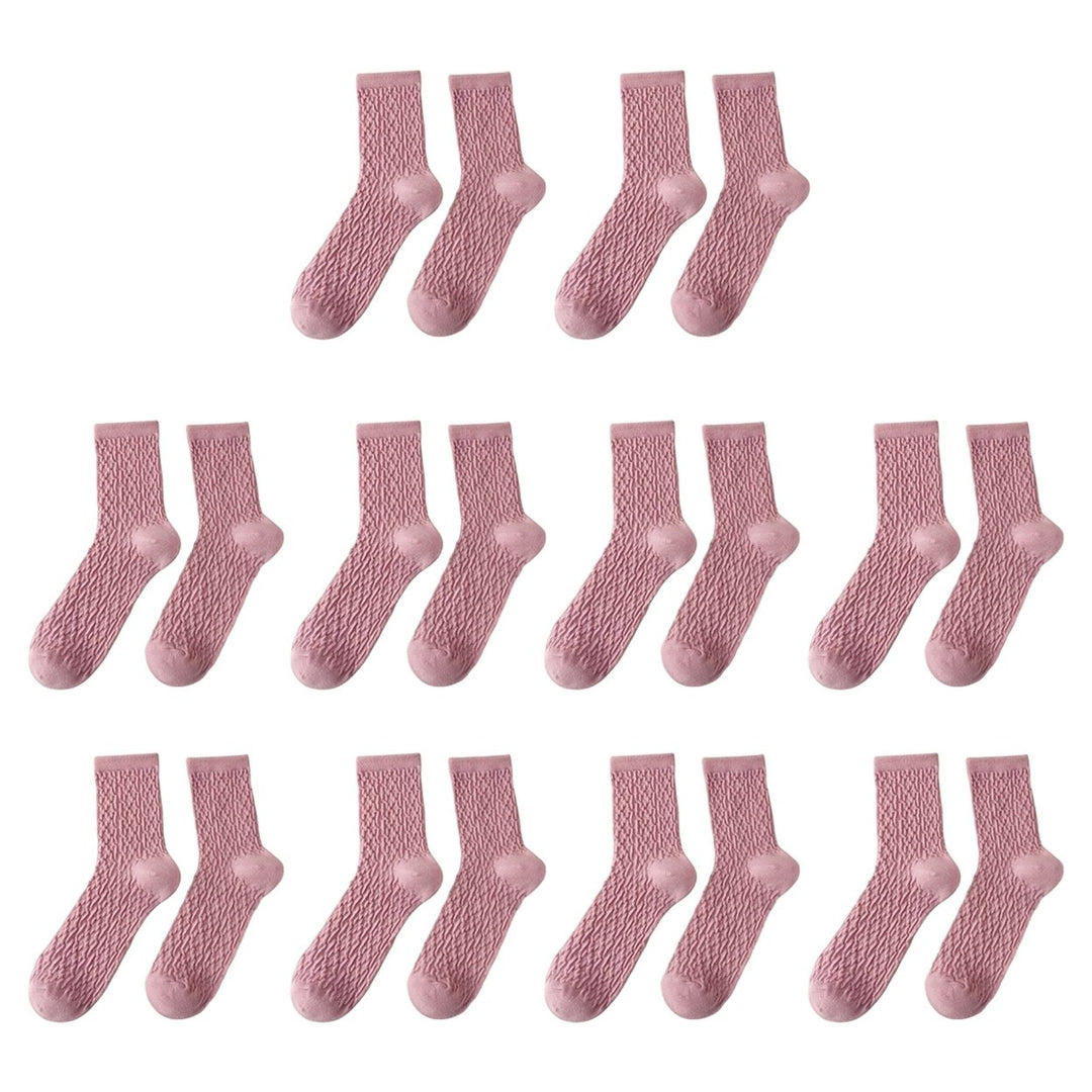 10 Pairs Women Stocking Solid Color Breathable Cotton Candy Color Rough Surface Ankle Socks Daily Clothes Image 1