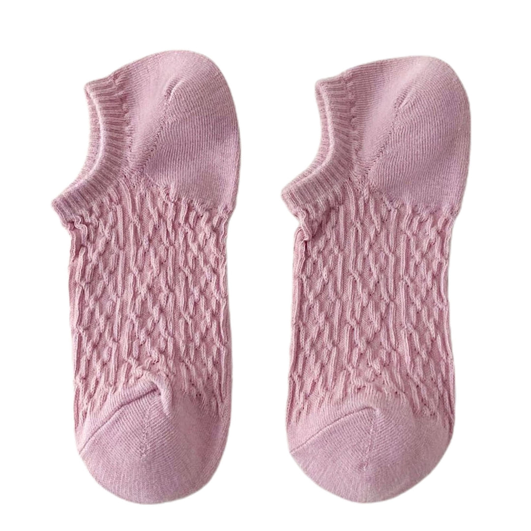 1 Pair Cotton Women Socks Thin Jacquard Solid Color Boat Socks for Daily Life Image 8