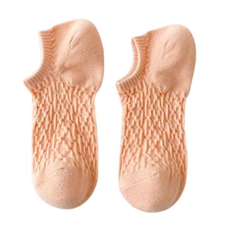 1 Pair Cotton Women Socks Thin Jacquard Solid Color Boat Socks for Daily Life Image 1