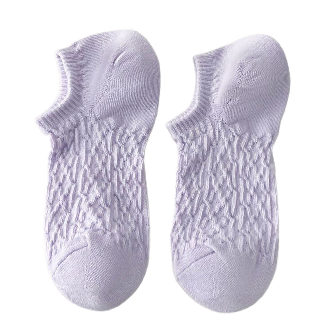 1 Pair Cotton Women Socks Thin Jacquard Solid Color Boat Socks for Daily Life Image 11