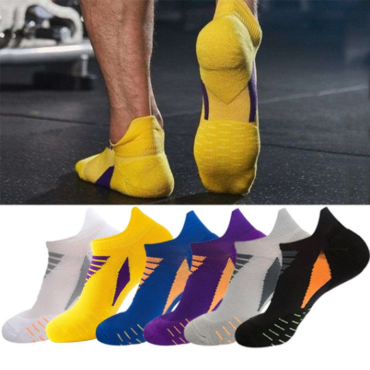 Men Sock Color Block Stretch Summer Contrast Color Sweat-wicking Socks for Running Image 1