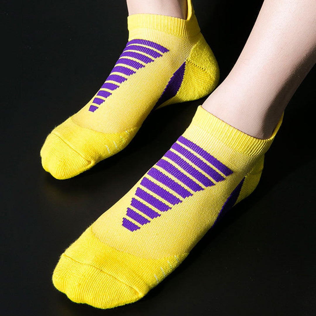 Men Sock Color Block Stretch Summer Contrast Color Sweat-wicking Socks for Running Image 10