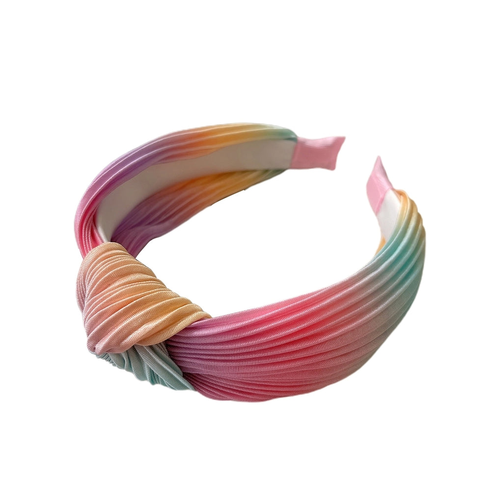 Women Headband Colorful Knotted Sweet Multicolor Wide Edge Hairband Headwear Image 2