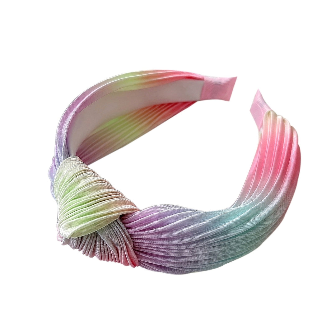 Women Headband Colorful Knotted Sweet Multicolor Wide Edge Hairband Headwear Image 4