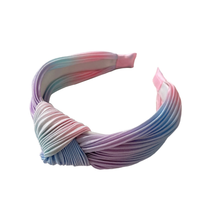 Women Headband Colorful Knotted Sweet Multicolor Wide Edge Hairband Headwear Image 4