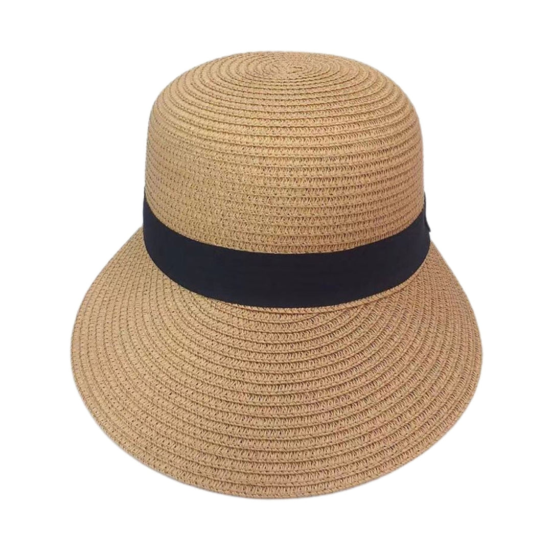 Foldable Sunscreen Breathable Straw Hat Front Wide Brim Women Beach Hat Fashion Accessory Image 3