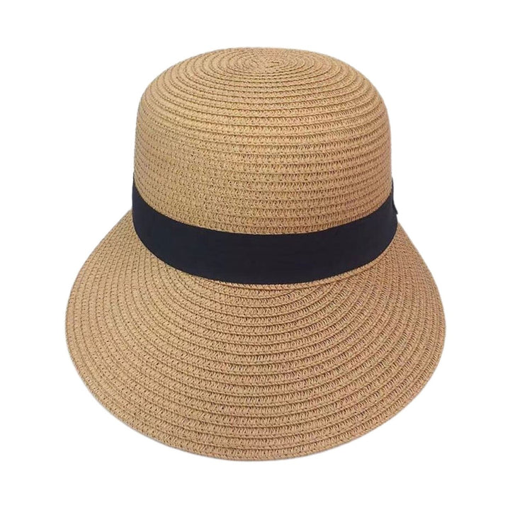 Foldable Sunscreen Breathable Straw Hat Front Wide Brim Women Beach Hat Fashion Accessory Image 1