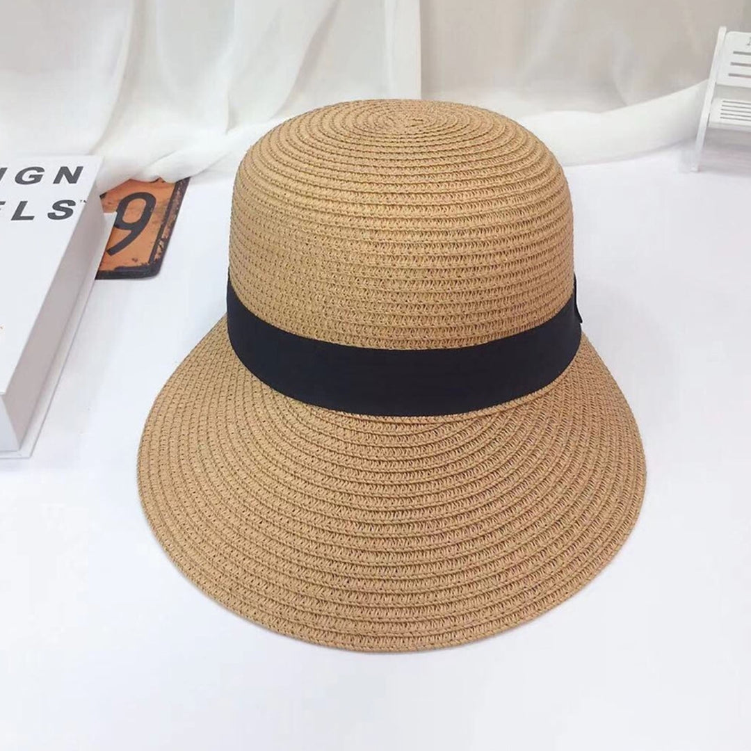 Foldable Sunscreen Breathable Straw Hat Front Wide Brim Women Beach Hat Fashion Accessory Image 11