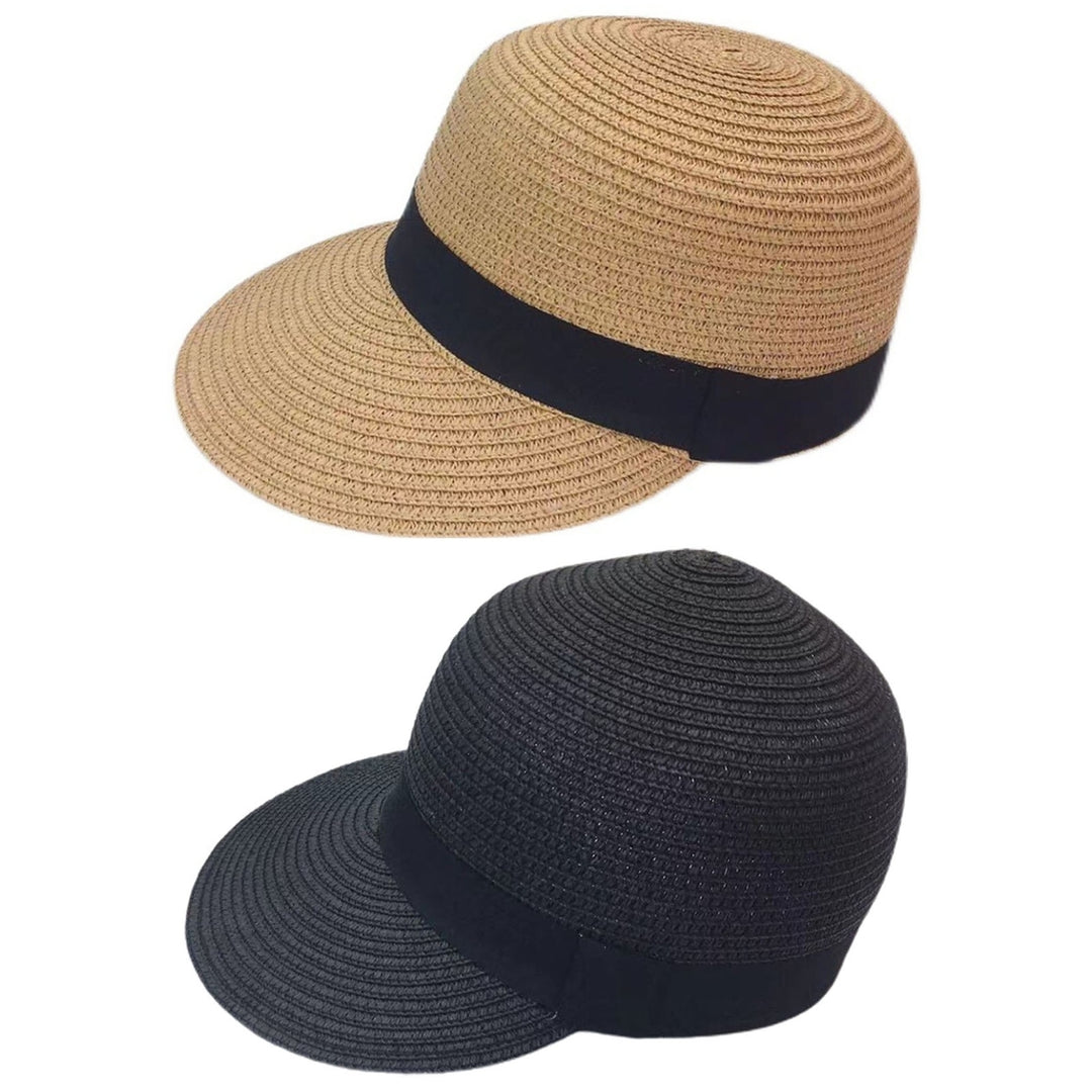 Foldable Sunscreen Breathable Straw Hat Front Wide Brim Women Beach Hat Fashion Accessory Image 12