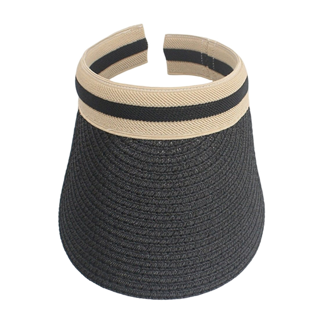 Sun Visor Hat Wide Brim Empty Top Straw Weaving Decorative Outdoor Lady Summer Sun Protection Cap Birthday Gift Image 2