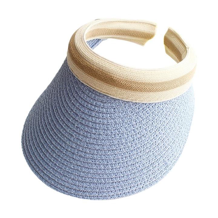 Sun Visor Hat Wide Brim Empty Top Straw Weaving Decorative Outdoor Lady Summer Sun Protection Cap Birthday Gift Image 4