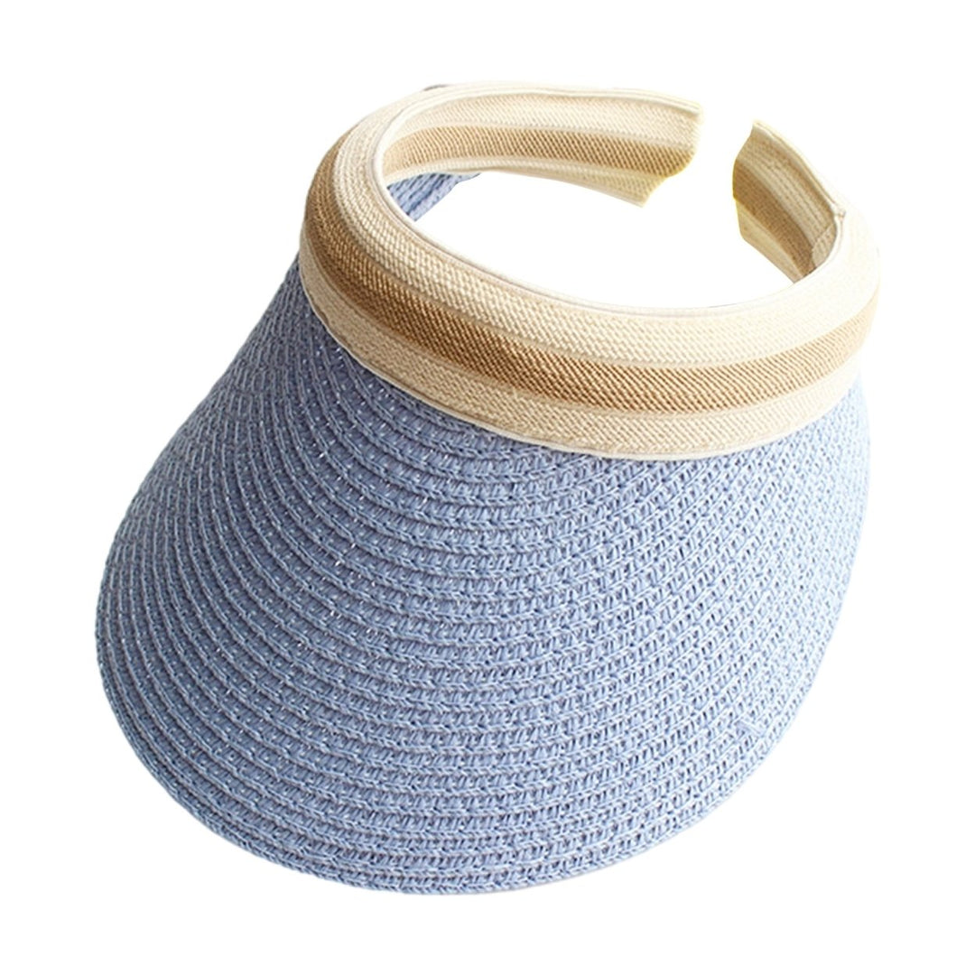 Sun Visor Hat Wide Brim Empty Top Straw Weaving Decorative Outdoor Lady Summer Sun Protection Cap Birthday Gift Image 1