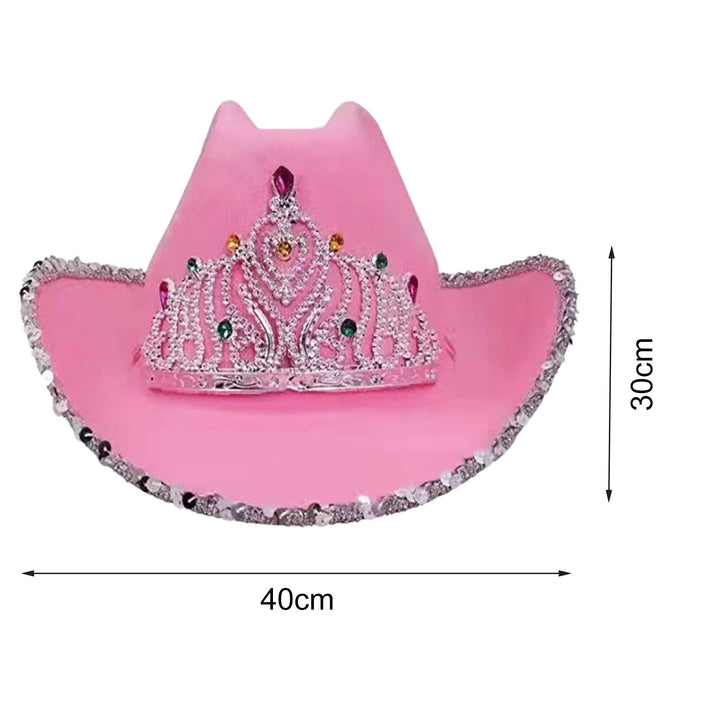 Cowgirl Hat Drawstring Rhinestone Cowboy Costume Accessories Western Style Pink Cowboy Cap for Dress-Up Party Image 8