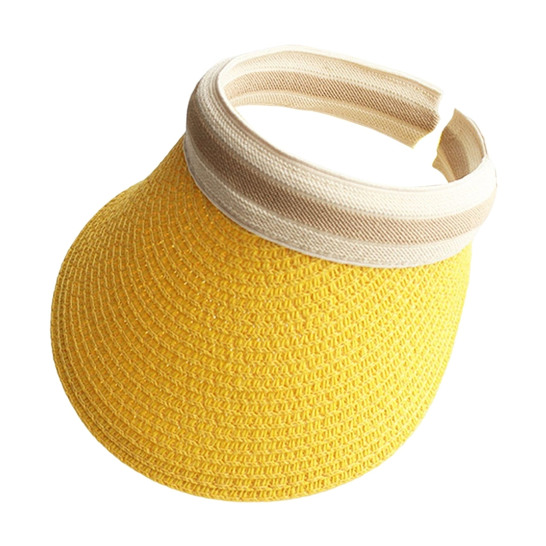 Sun Visor Hat Wide Brim Empty Top Straw Weaving Decorative Outdoor Lady Summer Sun Protection Cap Birthday Gift Image 4