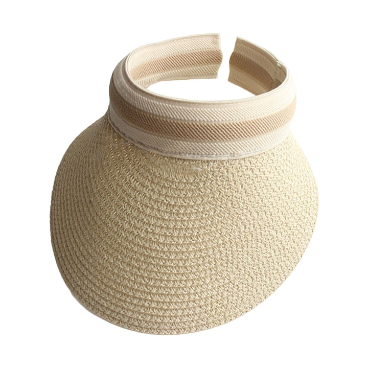 Sun Visor Hat Wide Brim Empty Top Straw Weaving Decorative Outdoor Lady Summer Sun Protection Cap Birthday Gift Image 9