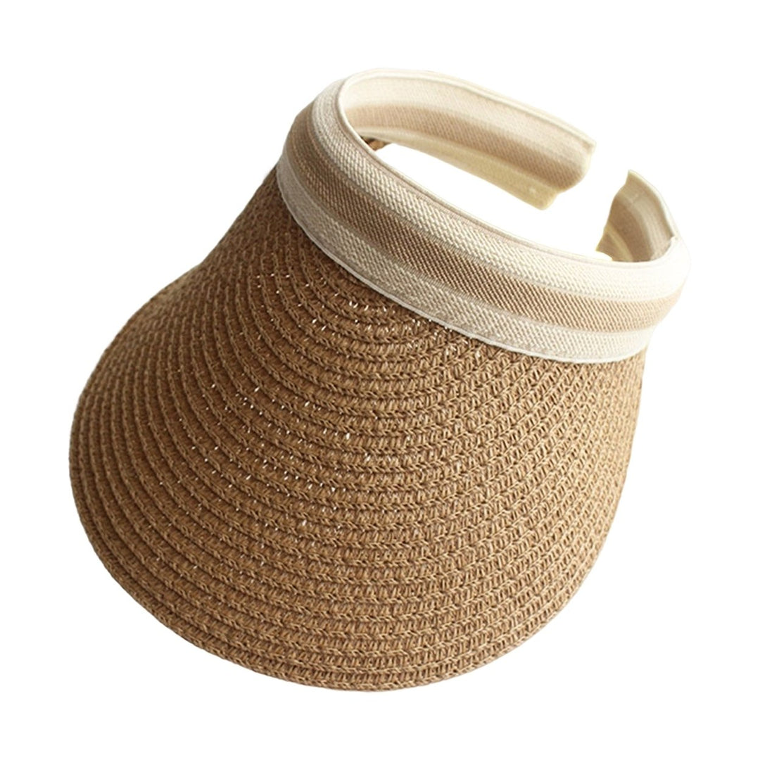 Sun Visor Hat Wide Brim Empty Top Straw Weaving Decorative Outdoor Lady Summer Sun Protection Cap Birthday Gift Image 1