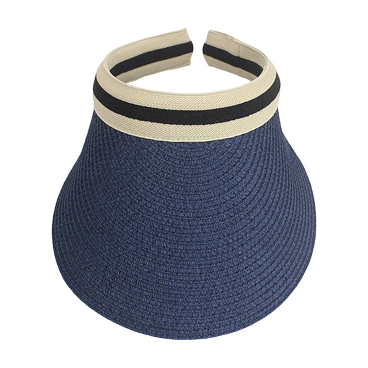 Sun Visor Hat Wide Brim Empty Top Straw Weaving Decorative Outdoor Lady Summer Sun Protection Cap Birthday Gift Image 1
