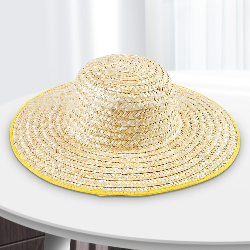 Straw Hat Breathable Big-brimmed Convenient Anti-UV Sunproof Sunshade Hat for Fishing Image 2