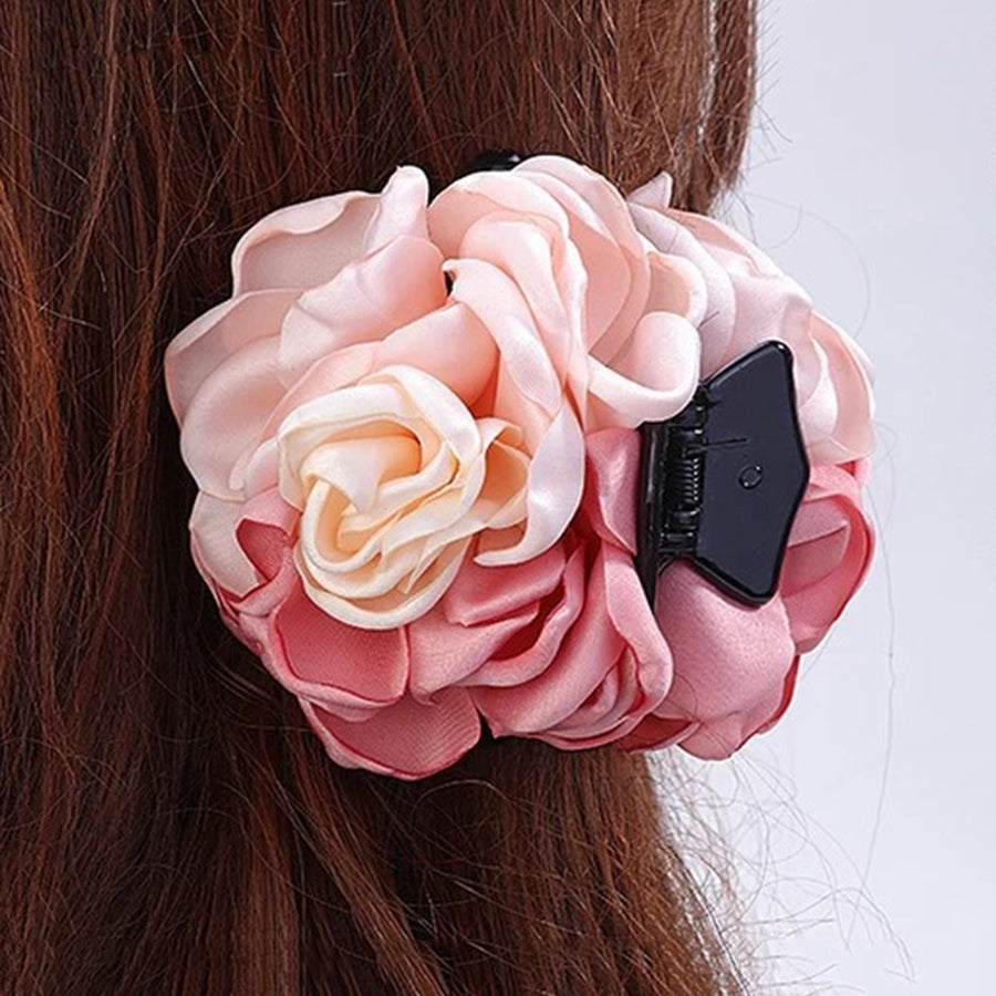 Non-slip Crossing Teeth Hair Claw Headwear Flower Decor Bath Hair Claw Styling Tool Image 1