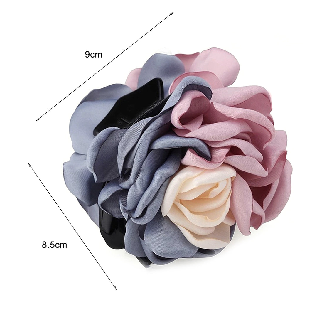 Non-slip Crossing Teeth Hair Claw Headwear Flower Decor Bath Hair Claw Styling Tool Image 9