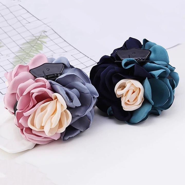 Non-slip Crossing Teeth Hair Claw Headwear Flower Decor Bath Hair Claw Styling Tool Image 12