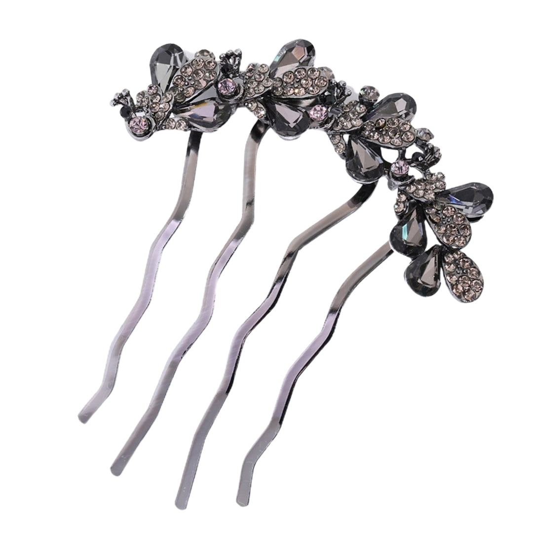 Non-slip Wave Teeth Shining Hair Stick Women Rhinestone Peacock Shape Hair Stick Hair Accessories Image 2