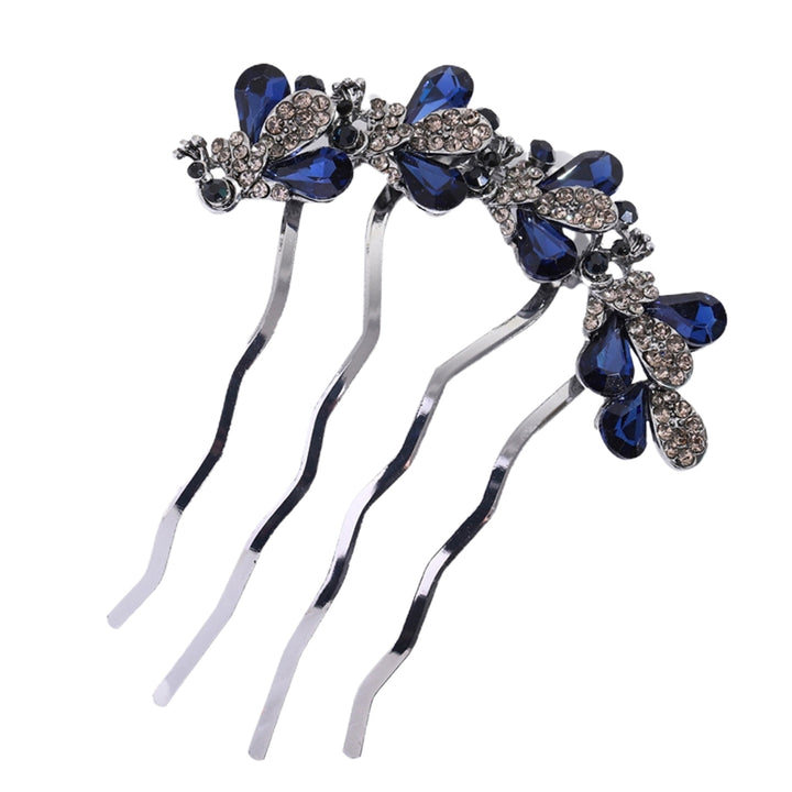 Non-slip Wave Teeth Shining Hair Stick Women Rhinestone Peacock Shape Hair Stick Hair Accessories Image 3