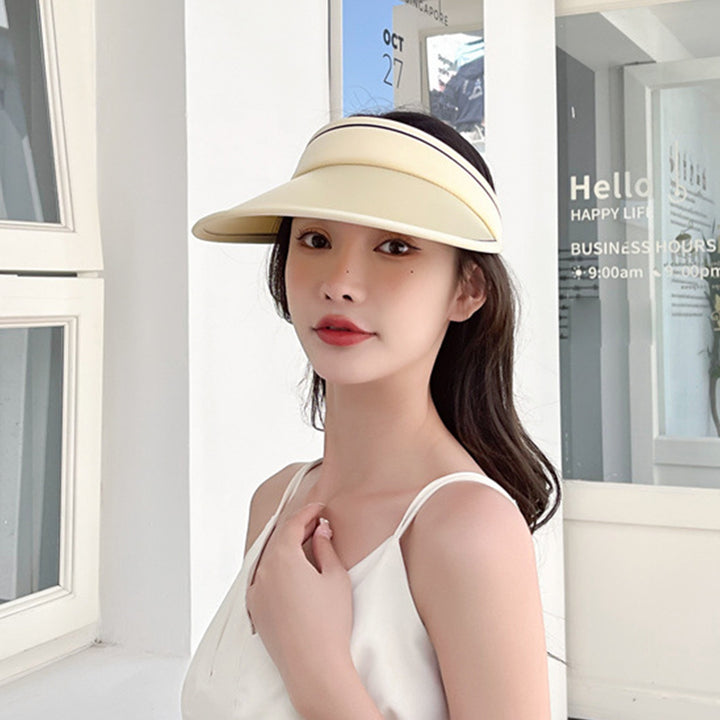 Women Sunhat Foldable Sunscreen Polyester Wide Brim Sports Baseball Sun Cap Visor Outdoor Supplies Image 8