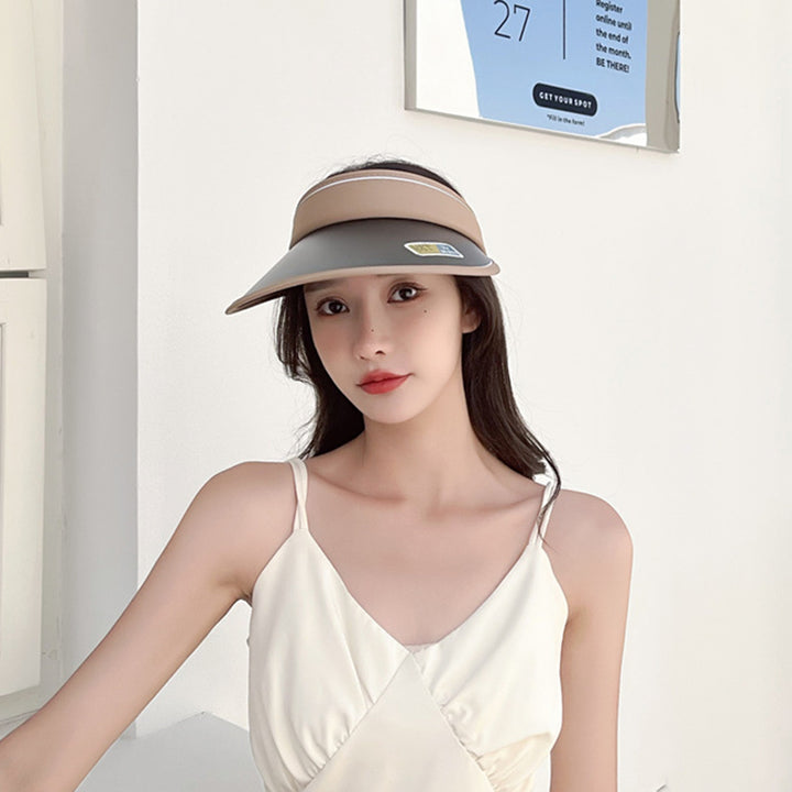 Women Sunhat Foldable Sunscreen Polyester Wide Brim Sports Baseball Sun Cap Visor Outdoor Supplies Image 9