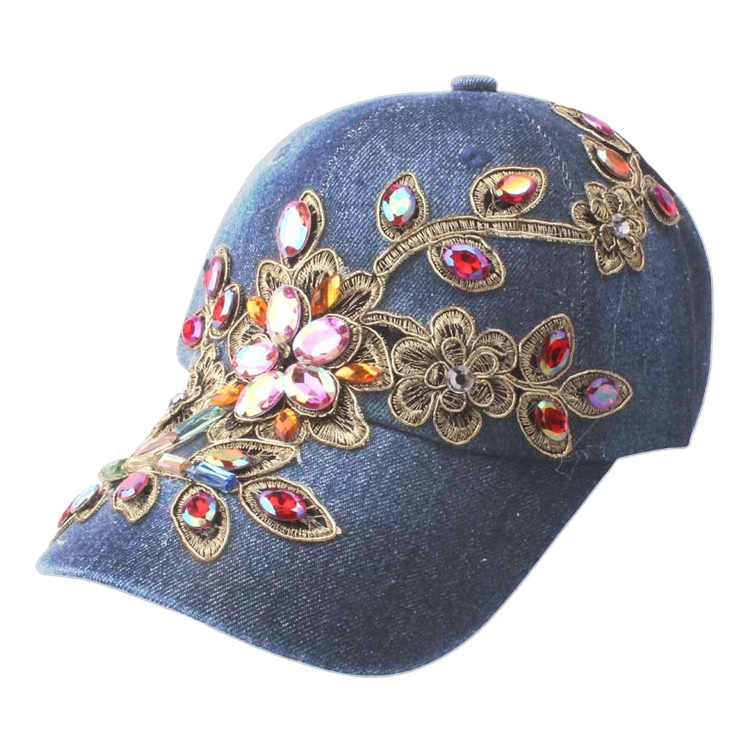 Baseball Cap Solid Color Windproof Lightweight Fashionable Bling Rhinestone Hip Hop Hat Birthday Gift Image 1