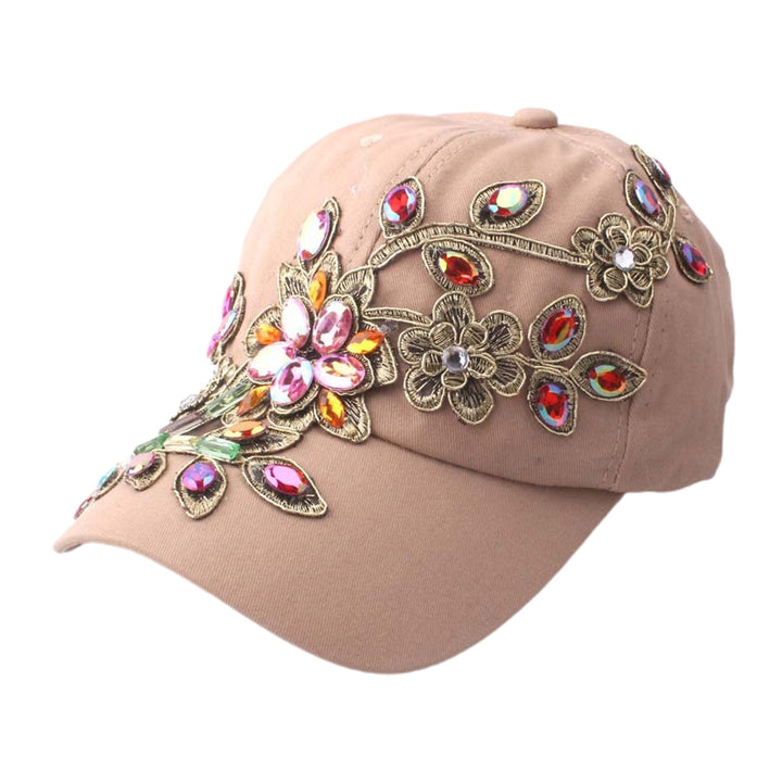 Baseball Cap Solid Color Windproof Lightweight Fashionable Bling Rhinestone Hip Hop Hat Birthday Gift Image 4