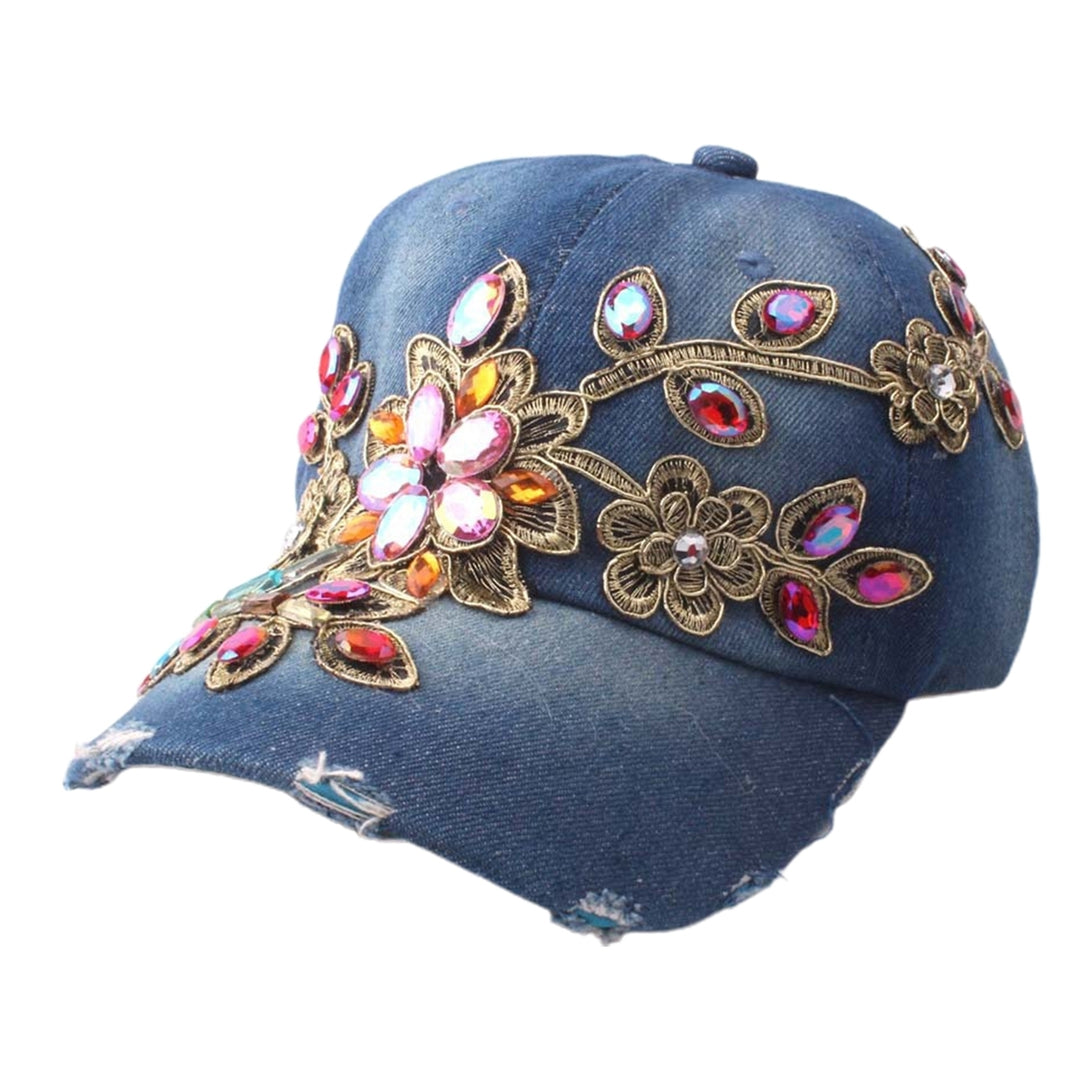 Baseball Cap Solid Color Windproof Lightweight Fashionable Bling Rhinestone Hip Hop Hat Birthday Gift Image 6