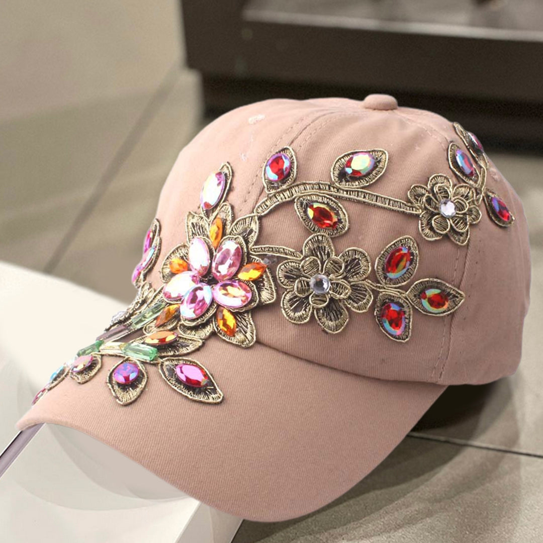 Baseball Cap Solid Color Windproof Lightweight Fashionable Bling Rhinestone Hip Hop Hat Birthday Gift Image 8