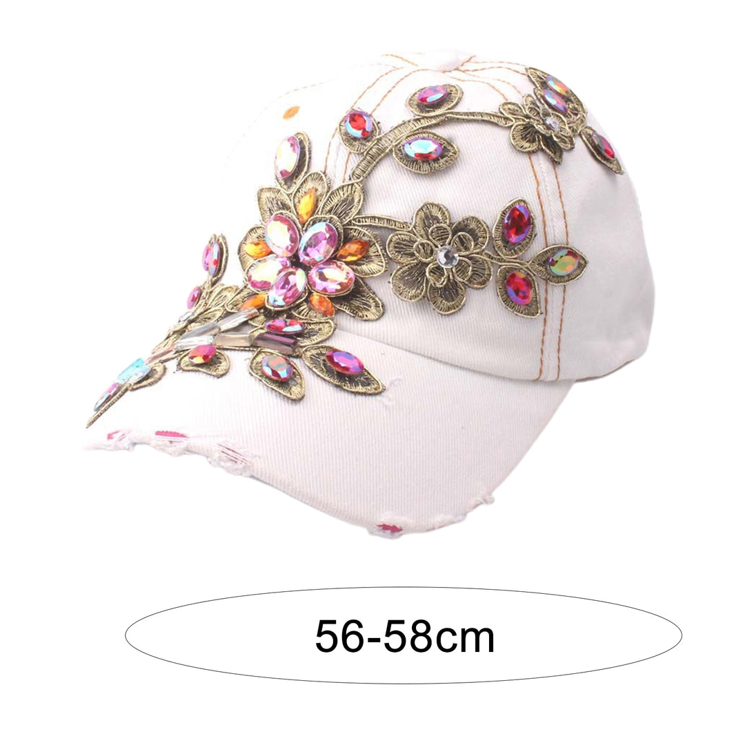 Baseball Cap Solid Color Windproof Lightweight Fashionable Bling Rhinestone Hip Hop Hat Birthday Gift Image 10