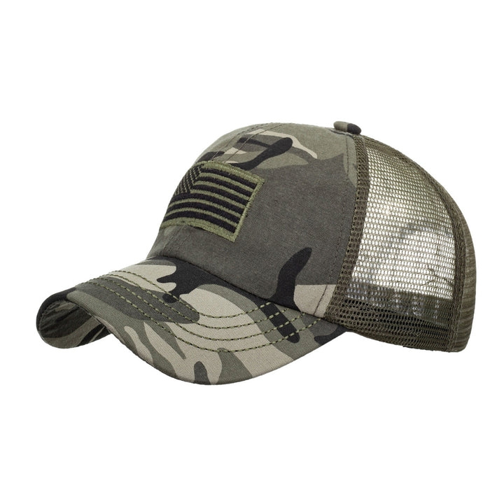 Baseball Cap Mesh Back Sun Protection Cotton Flag Embroidery Camouflage Sport Hat for Women Image 4