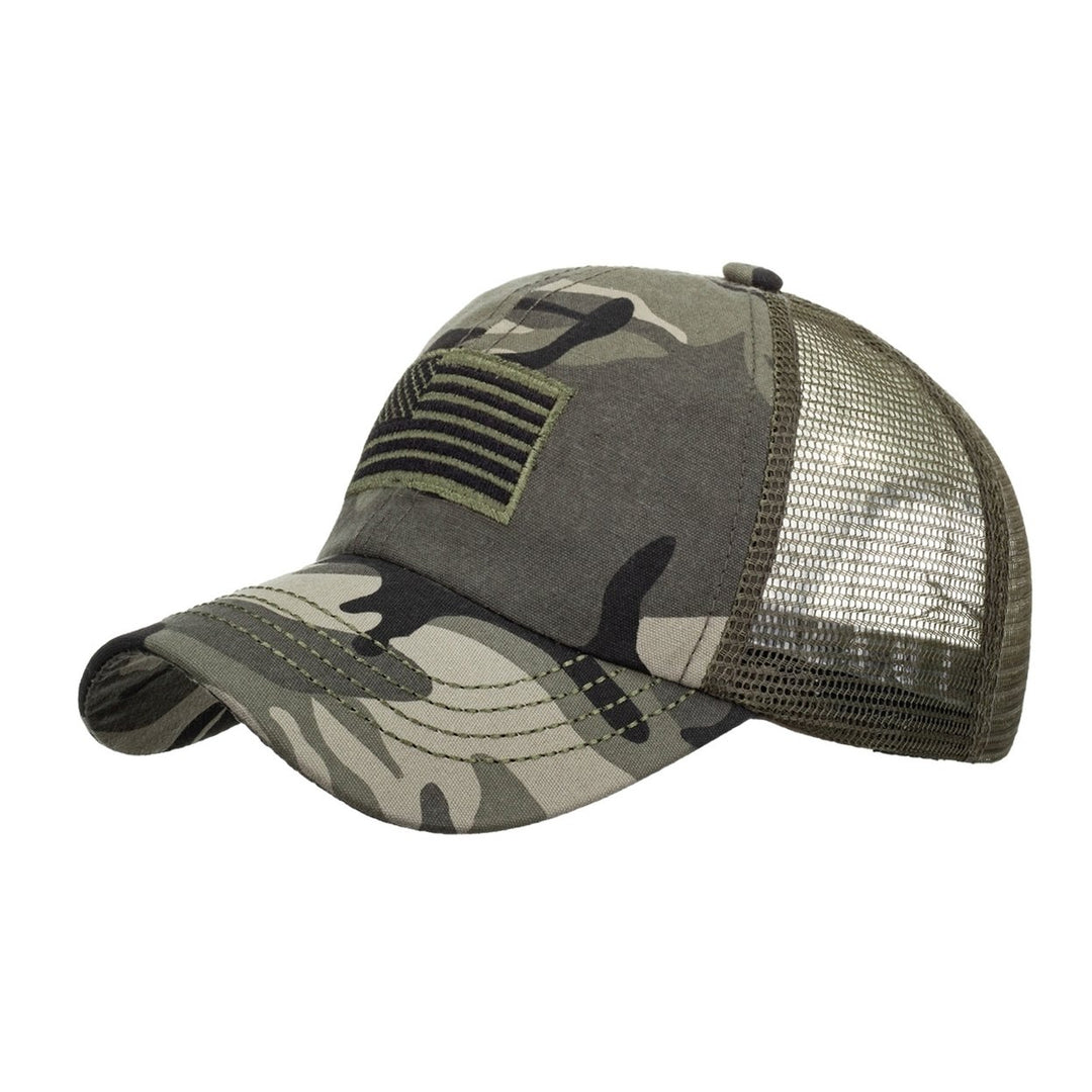 Baseball Cap Mesh Back Sun Protection Cotton Flag Embroidery Camouflage Sport Hat for Women Image 1